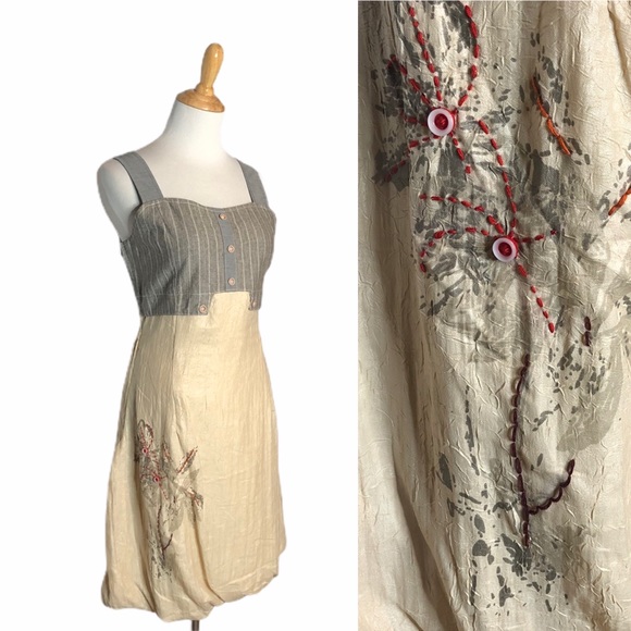 L33 Paris Cream/Gray Flora Sleeveless Bubble Dress - Picture 4 of 8